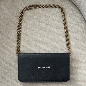 Balenciaga Black Crossbody Bag with Gold Chain no box